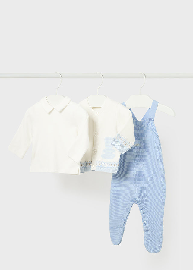 Conjunto 3 Piezas Peto Tricot Cielo