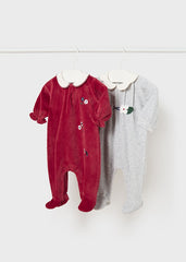 Set 2 Pijamas Pelele Rojo-Gris