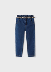 Pantalon Denim Medio Con Correa