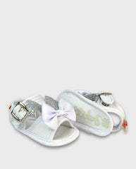 Sandalias sin Suela Moño Blanco Huellitas Moda