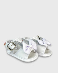 Sandalias sin Suela Moño Blanco Huellitas 