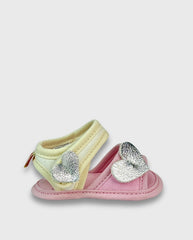 Sandalias Sin Suela Combinado Rosa Corazón Plateado