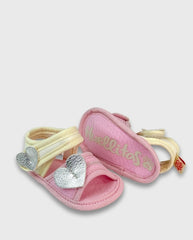 Sandalias Sin Suela Combinado Rosa Corazón Detalle