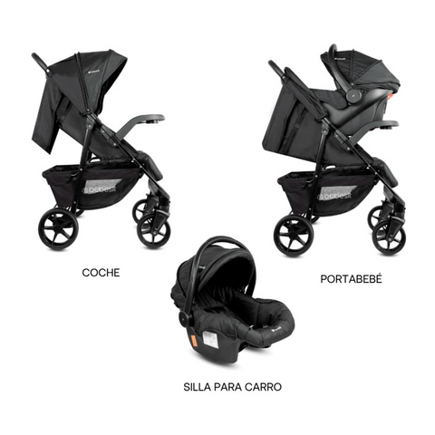 Coche Con Porta Bebé Portofino Negro Bebesit usos