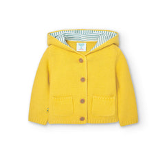 Saco Tricot Con Capota Amarillo