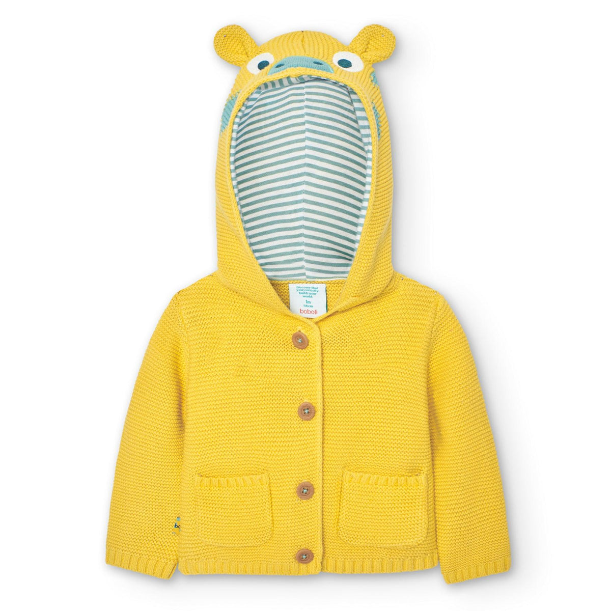 Saco Tricot Con Capota Amarillo