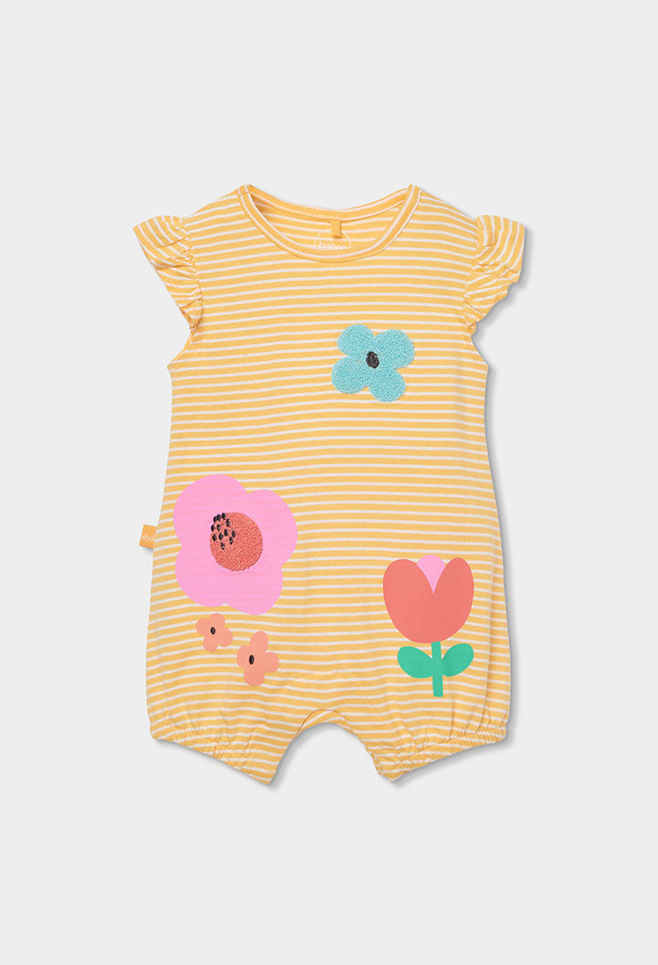 Pelele Estampado Flores Rayas Amarillo Boboli estilo