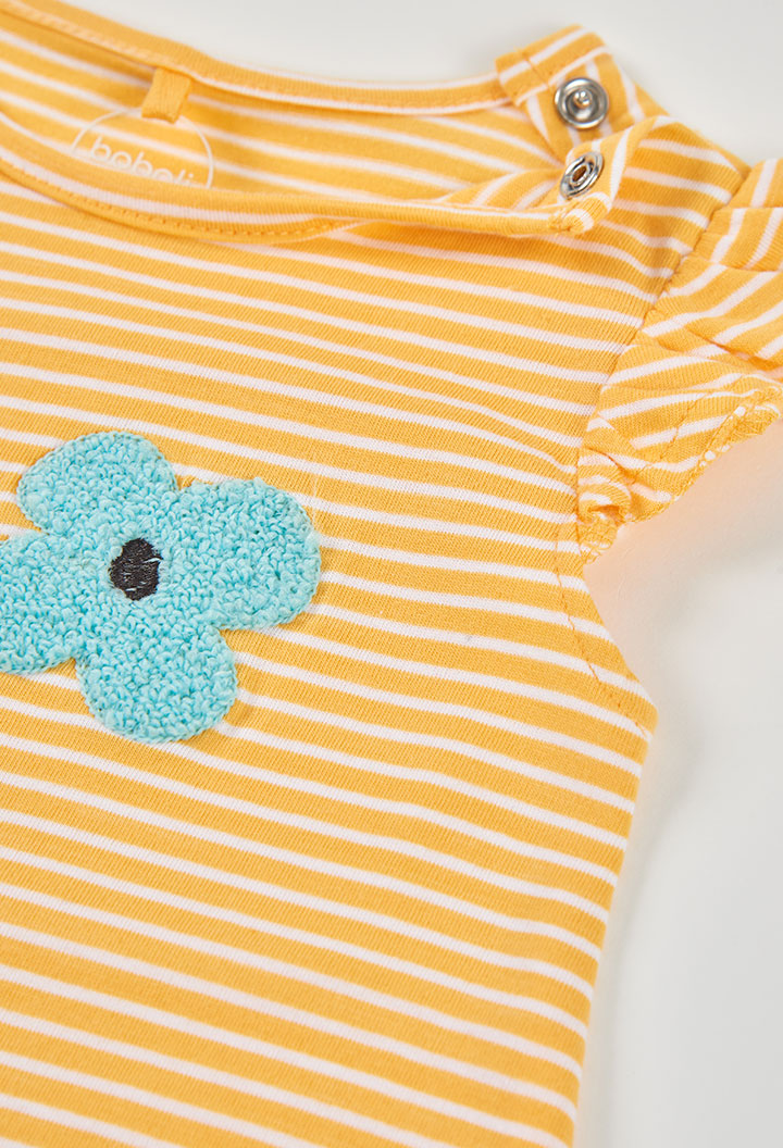 Pelele Estampado Flores Rayas Amarillo Boboli uso