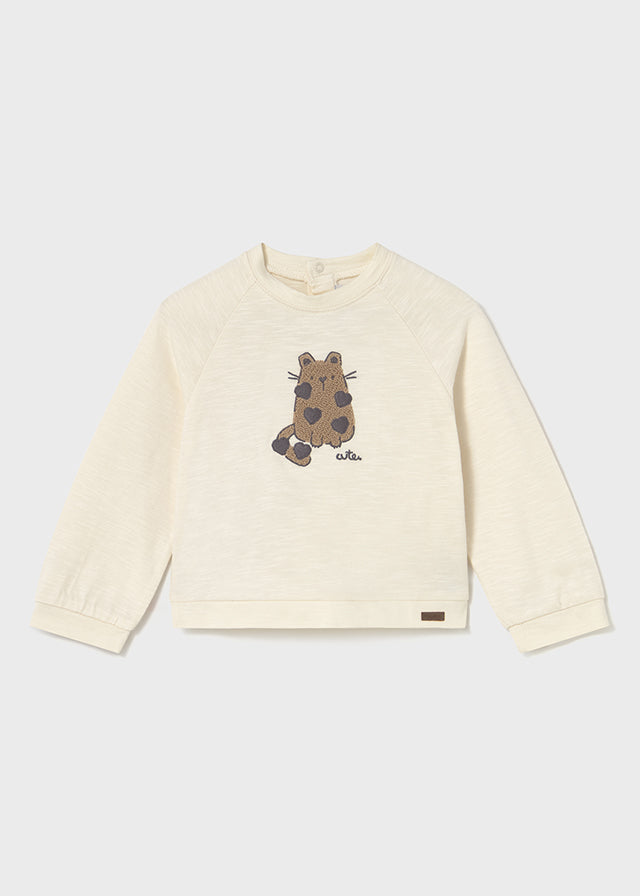 Blusa Manga Larga Bordado Gato Mayoral