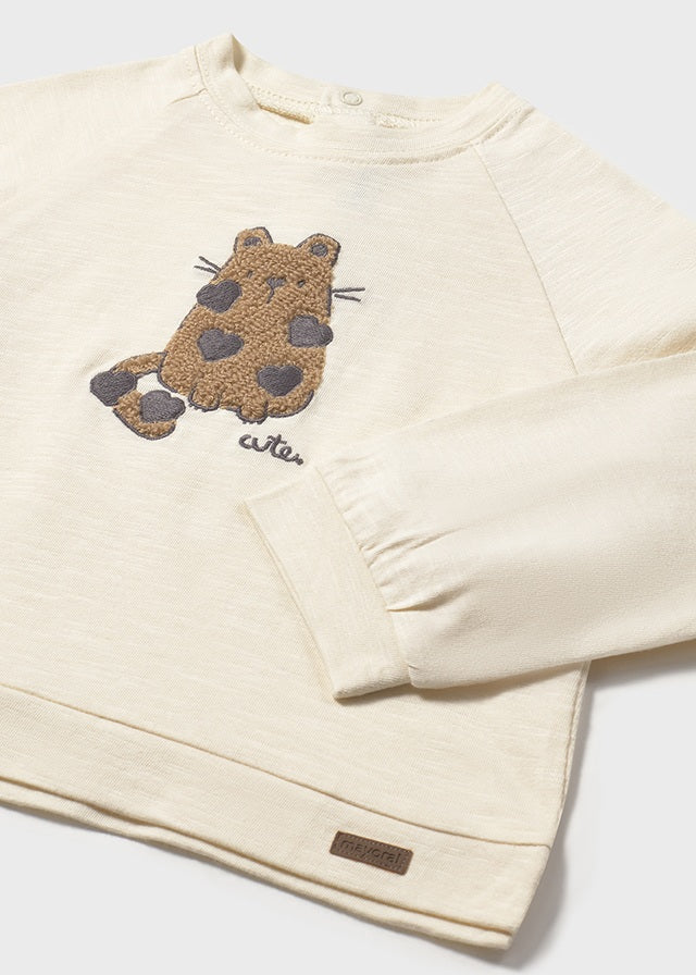 Blusa Manga Larga Bordado Gato Mayoral detalle