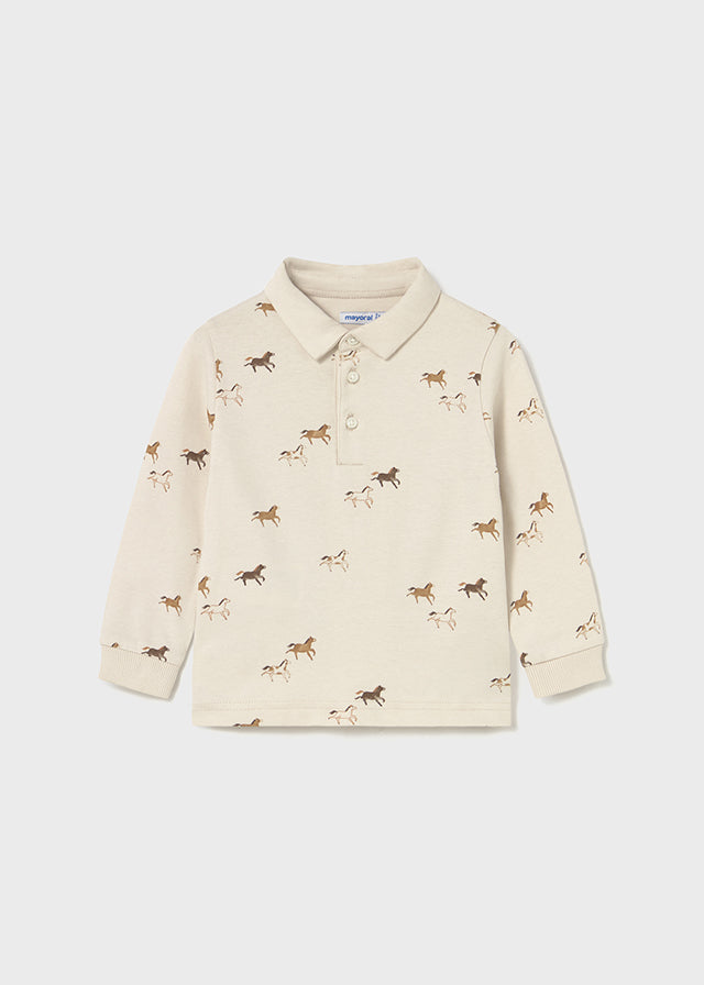 Camiseta Polo Estampado Caballo Beige Mayoral