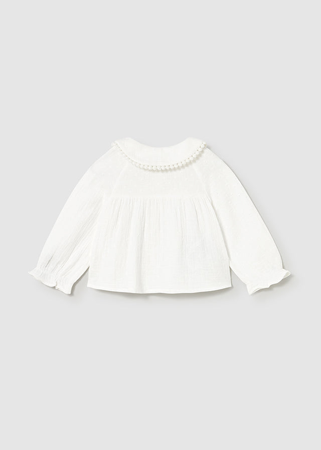 Blusa Gasa Plumeti Blanco Mayoral Detalle