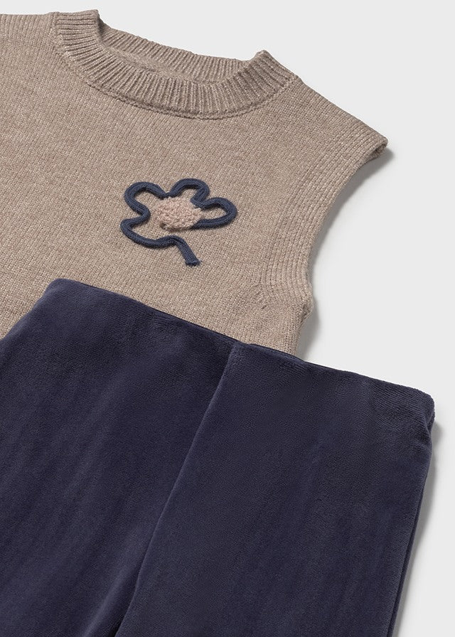 Conjunto 3 Piezas Chaleco Bordado Flor Mayoral Estilo