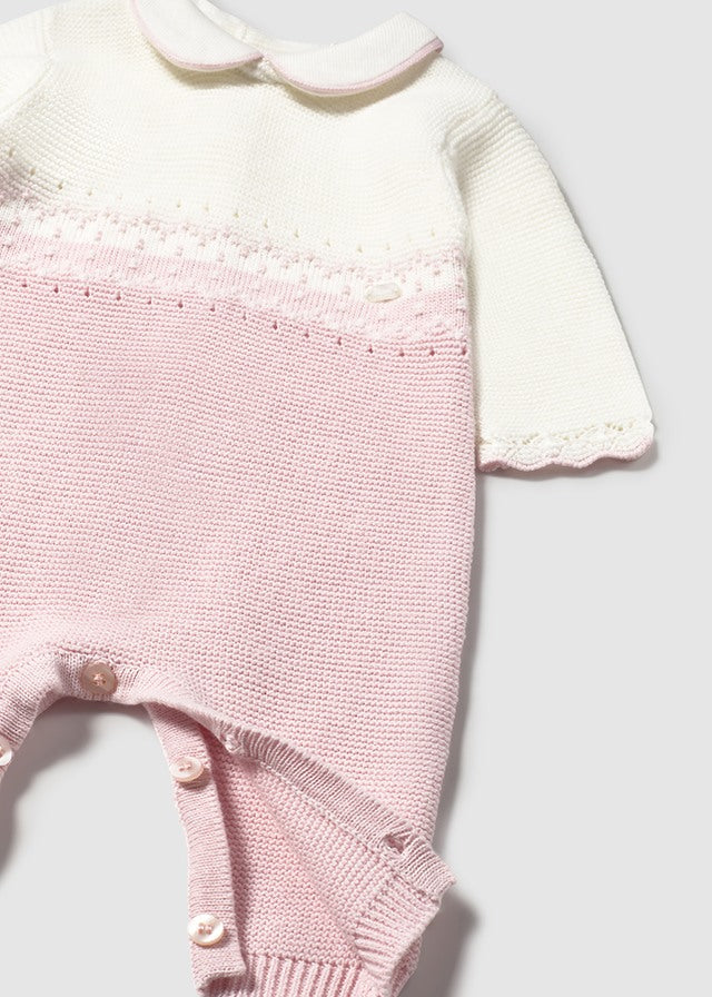 Primer Día Enterizo Tricot Rosa Mayoral  Detalle