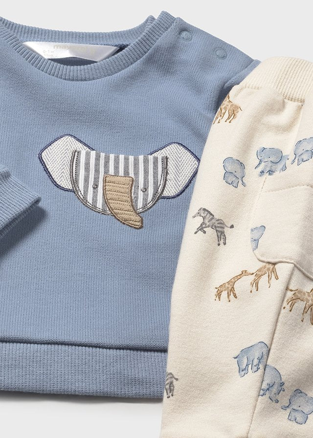 Conjunto Bordado Elefante Azul Mayoral Estilo