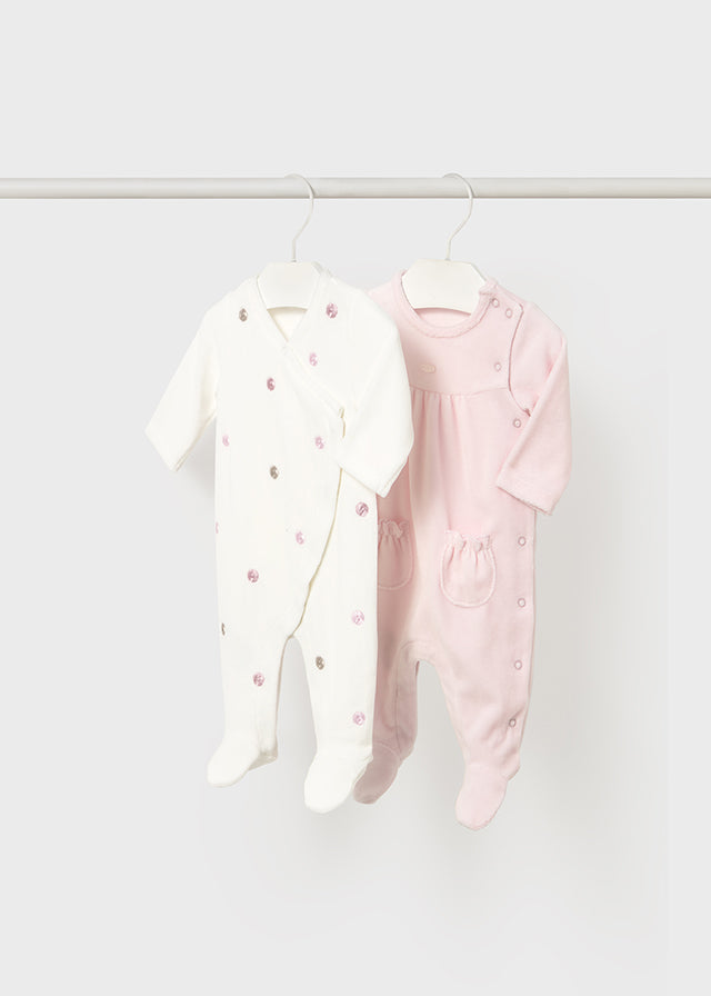 Set 2 Pijamas Enteriza Botones Blanco Mayoral
