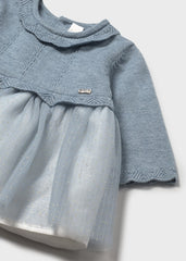 Vestido Manga Larga Tul Azul Luna Mayoral Detalle