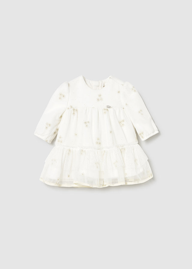 Vestido Ceremonia Tul Flores Blanco Mayoral