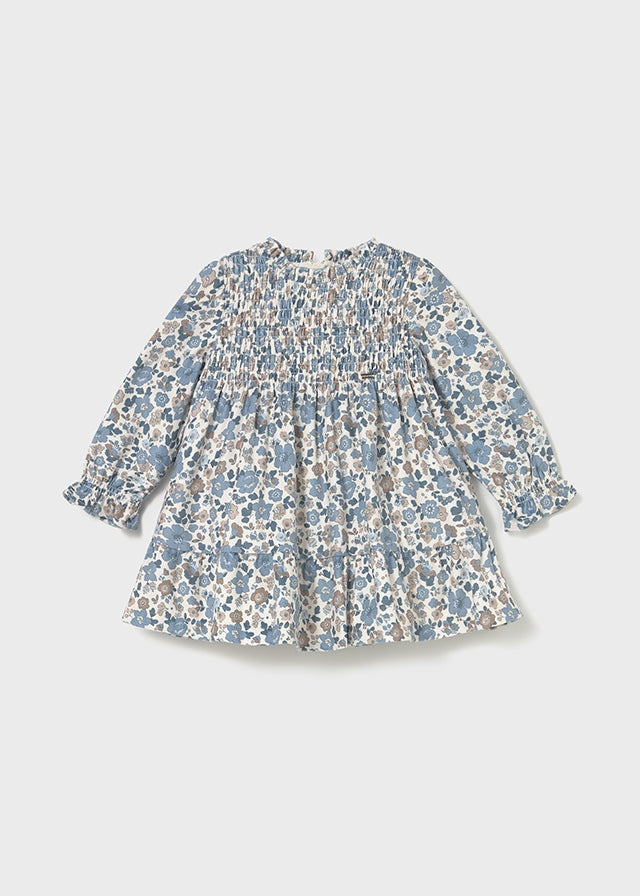 Vestido Terciopelo Flores Azul Mayoral