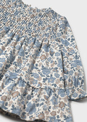 Vestido Terciopelo Flores Azul Mayoral Detalle