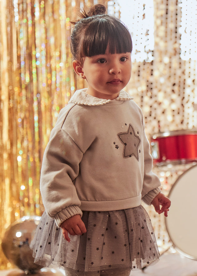 Vestido Manga Larga Tutu Estrella Gris Mayoral Modelo