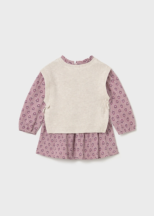 Vestido Manga Larga Con Chaleco Flores Mayoral estilo 