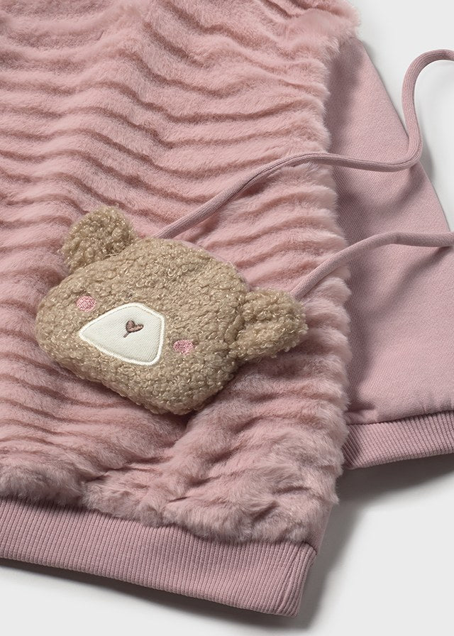 Vestido Manga Larga Peluche con Bolso Rosa Mayoral Detalle