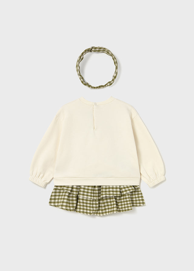 Conjunto Falda con Balaca Cuadros Verde Mayoral Estilo