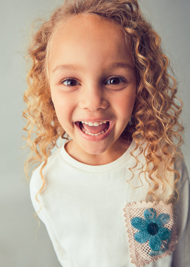 Blusa Bolsillo Crochet Blanco Mayoral niña