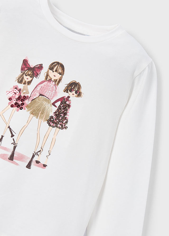 Blusa Manga Larga Muñecas Lentejuelas Rosa Mayoral Detalle