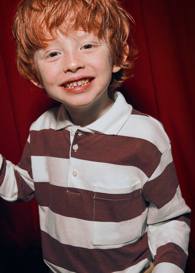 Polo Manga Larga Combinado Rojo Mayoral Modelo Niño