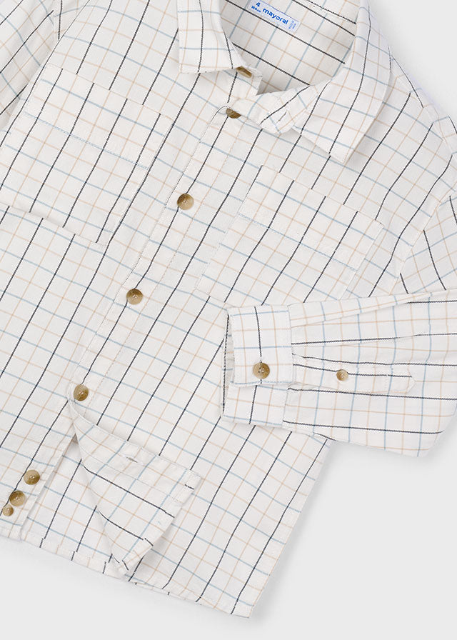 Camisa Cuadros Nata Niño Mayoral Detalle