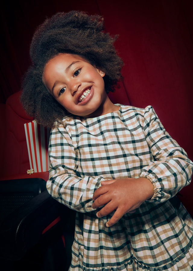 Vestido Cuadros Negro Beige Niña Mayoral 