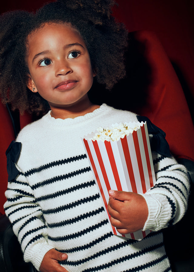 Vestido Líneas Moño Blanco y Negro Mayoral Modelo