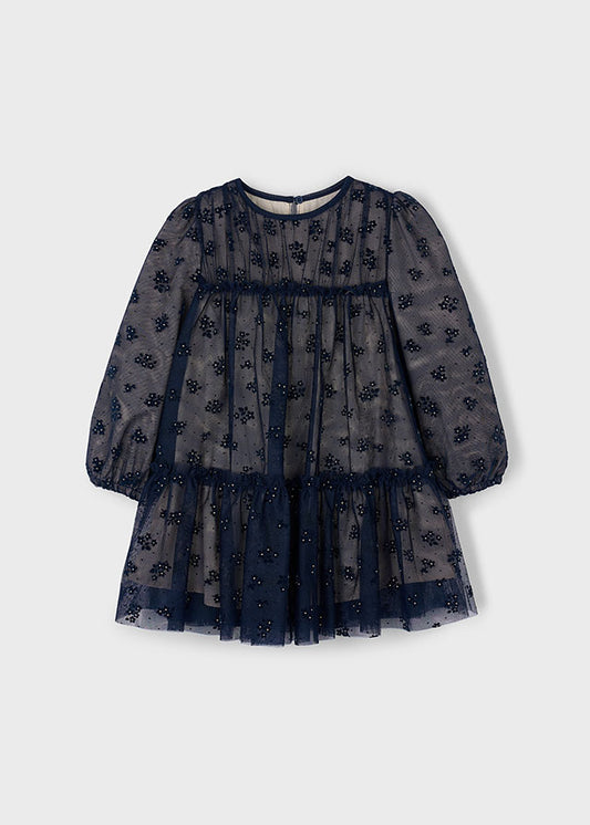 Vestido Tul Flores Azul Mayoral