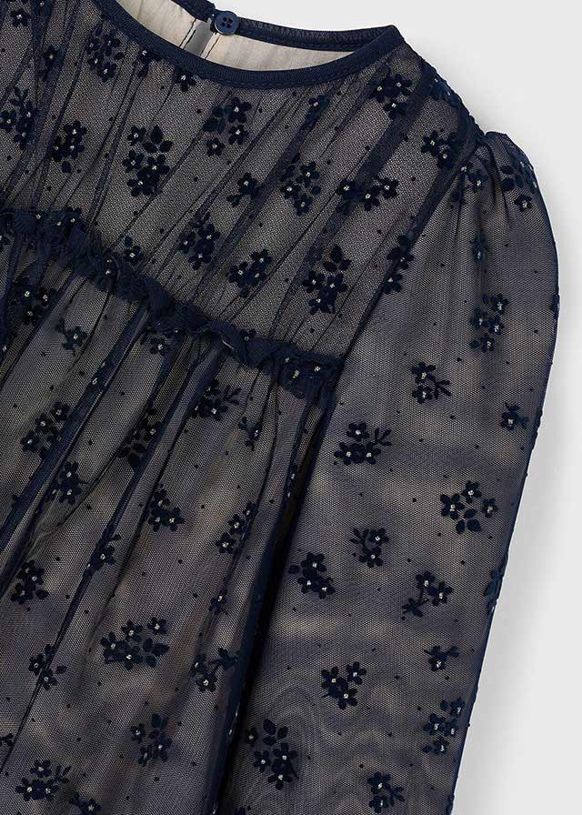 Vestido Tul Flores Azul Mayoral Detalle