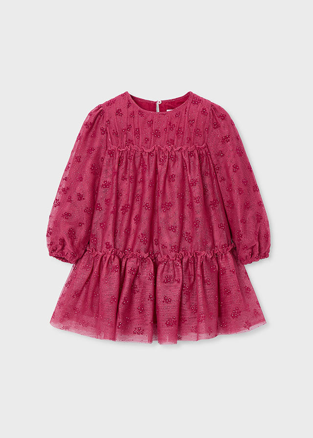 Vestido Tul Flores Rojo Mayoral