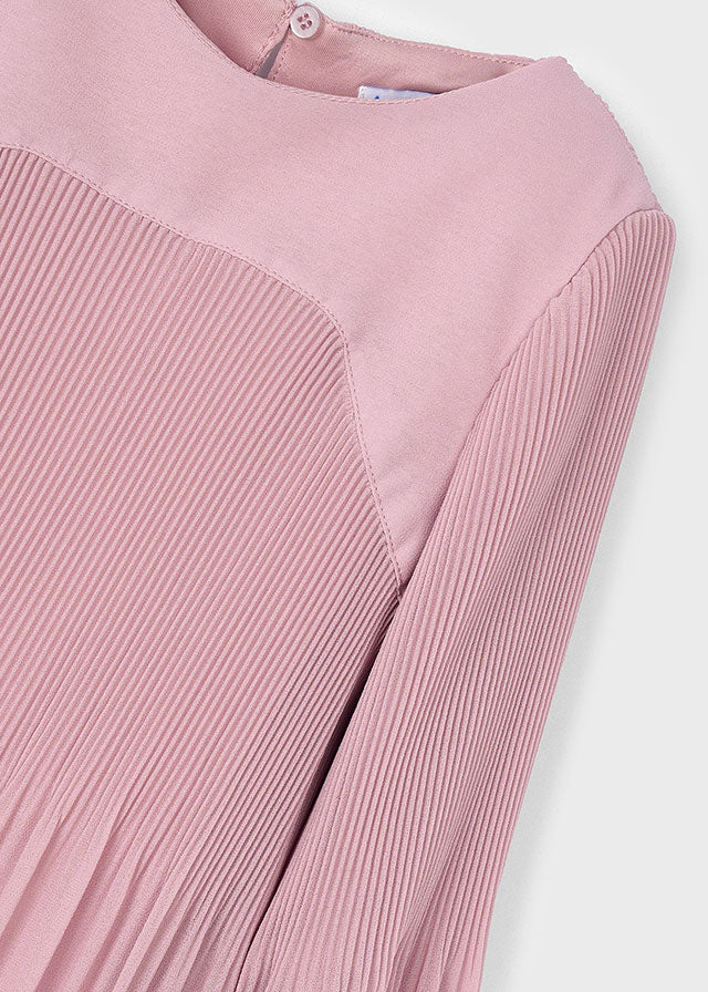 Vestido Acanalado Manga Larga Rosa Mayoral Estilo