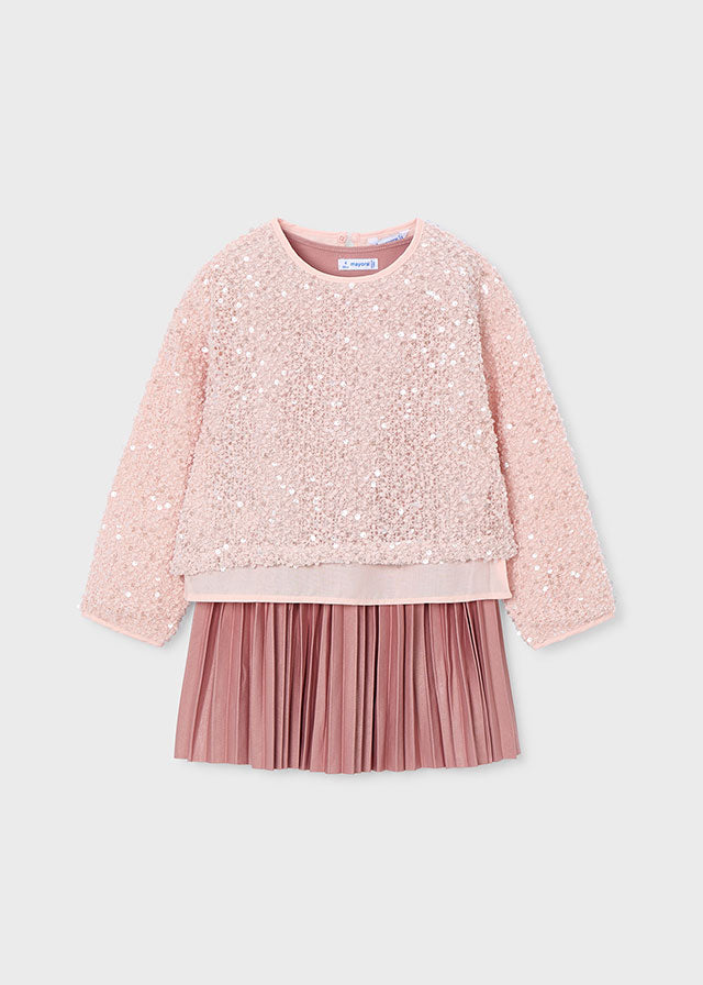 Vestido Combinado Lentejuelas Rosa Mayoral