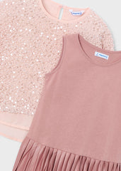 Vestido Combinado Lentejuelas Rosa Mayoral
