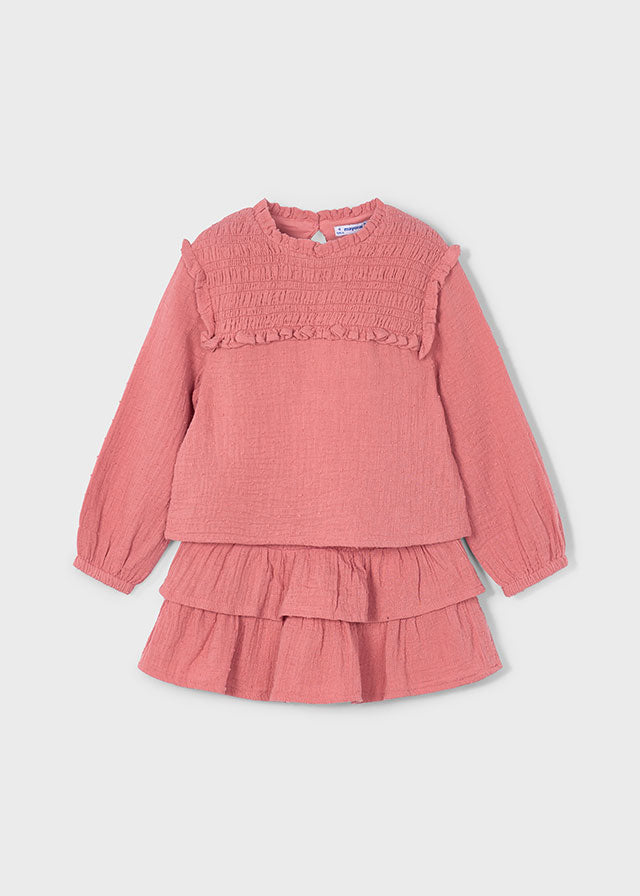 Conjunto Falda Plumeti Sienna Salmón Mayoral