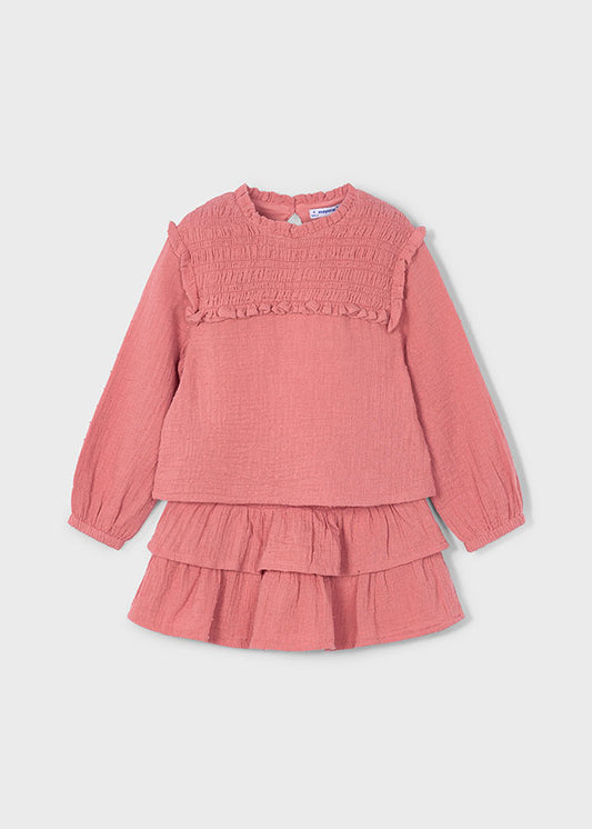 Conjunto Falda Plumeti Sienna Salmón Mayoral