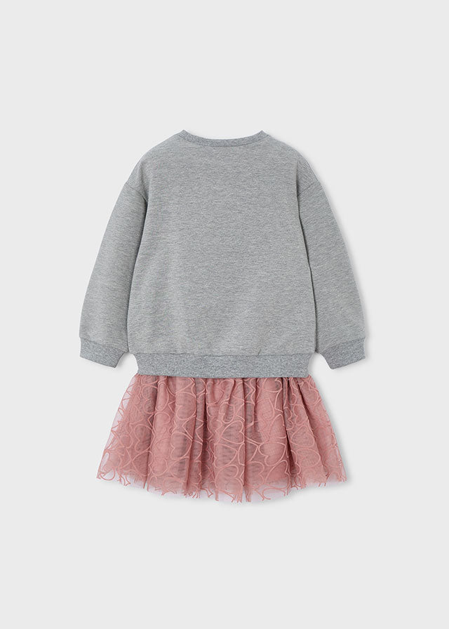 Conjunto Falda Tul Moño Gris Rosa Mayoral Estilo