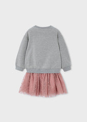 Conjunto Falda Tul Moño Gris Rosa Mayoral Estilo
