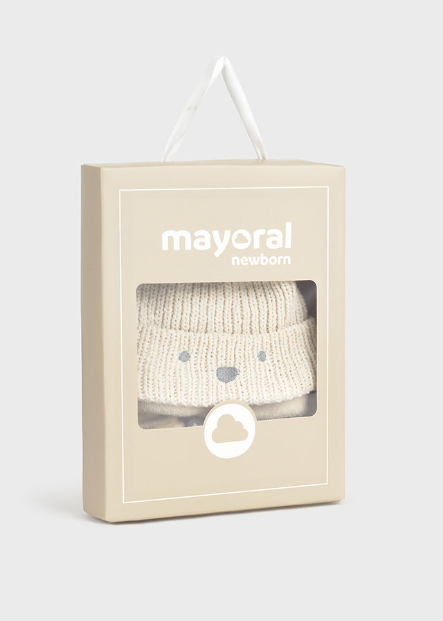 Set Gorro y Medias Oso Interactivo Beige Mayoral Caja