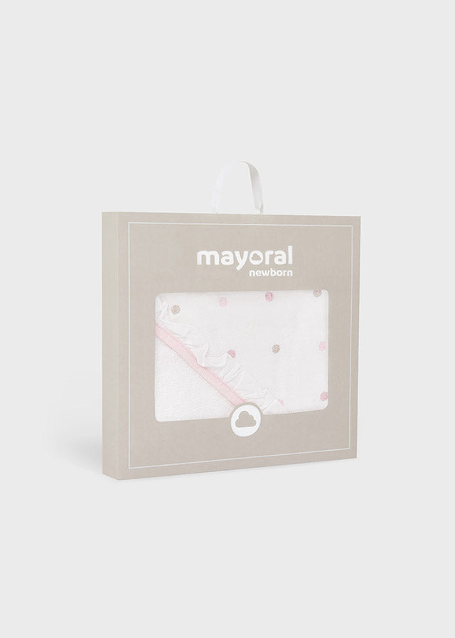 Toalla con Capota Bordado Puntos Rosa Mayoral Caja