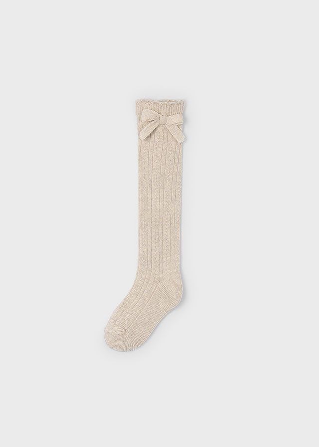 Medias Altas Niña Moño Beige Mayoral