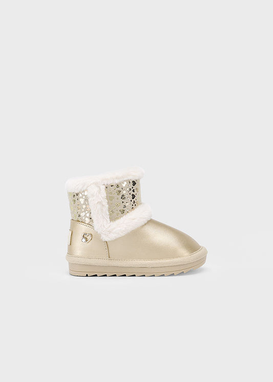 Botas Peluche Corazones Dorado Mayoral