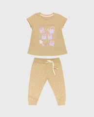 Pijama Pantalon Manga Corta Regadera Café