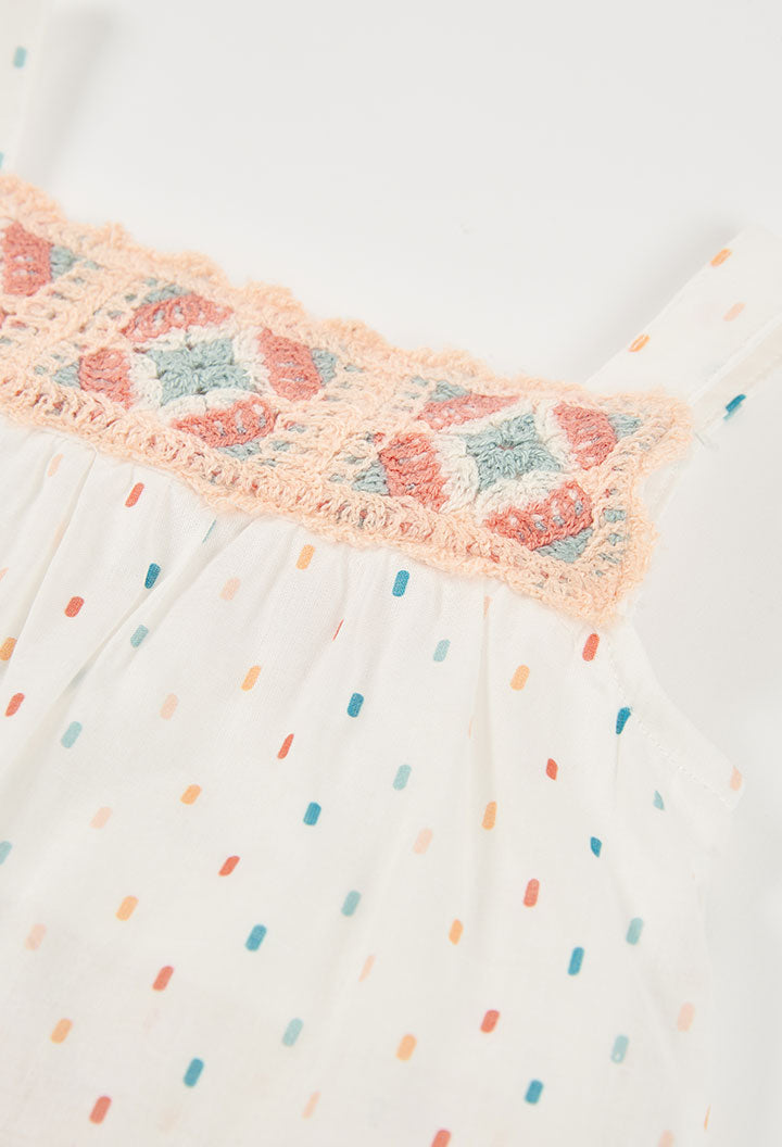 Vestido Bordado Puntos Blanco Boboli detalle